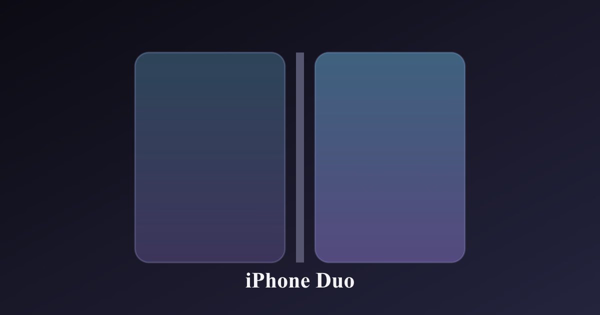 Abstract illustration of a book-style foldable phone half-open with glowing dual displays